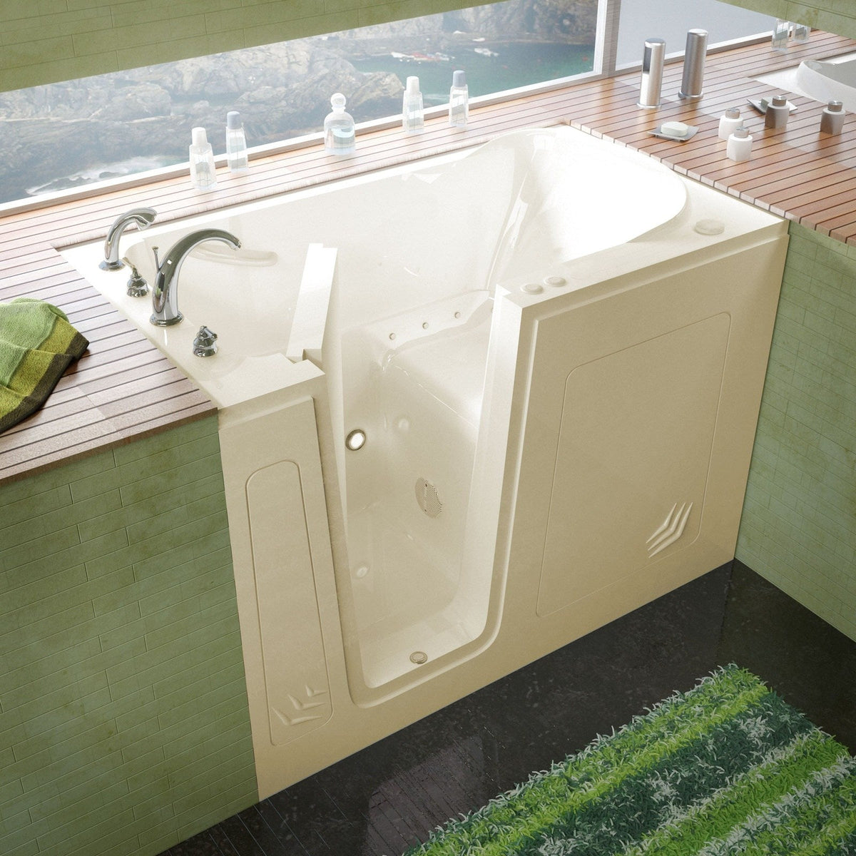 MediTub Walk-In 30 x 54 Left Drain Biscuit Air Jetted Walk-In Bathtub 3054LBA
