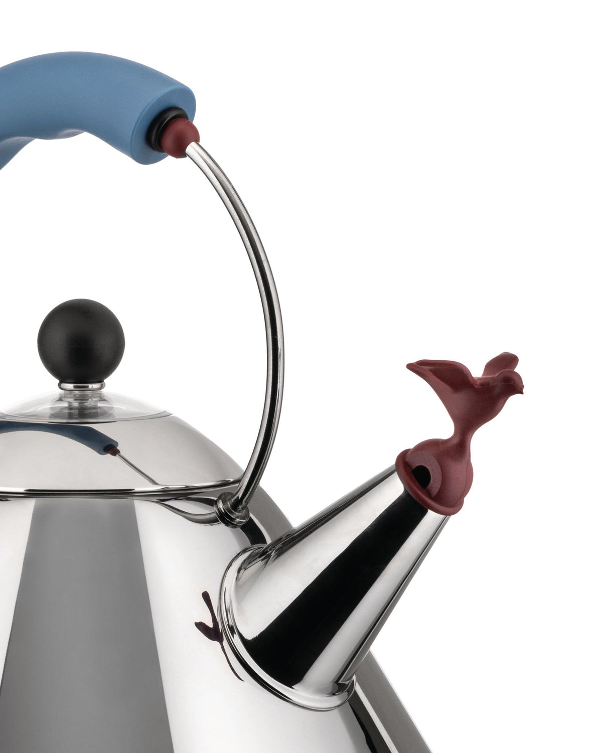 Alessi 9093 Stovetop Kettle by Michael Graves, Stainless Steel with Light Blue Handle