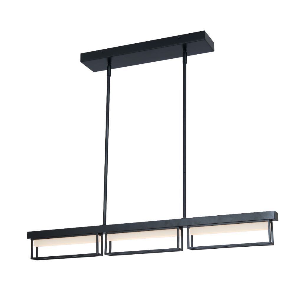 Abra Lighting Pane 3-Light Framed Pendant with Frosted Glass Diffuser 10018PN