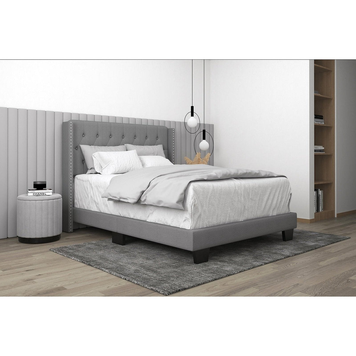Worldwide Home Furnishings Gunner-54'' Bed-Light Grey 54" Double Bed 101-299D-LGY