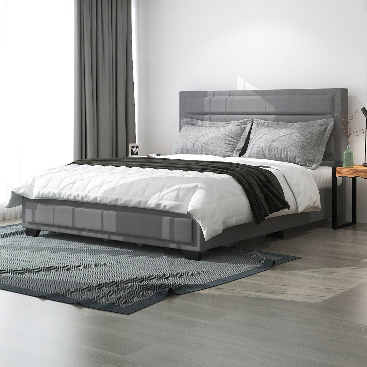 Worldwide Home Furnishings Russell-78'' Bed-Grey 78" King Platform Bed W/Storage 101-598K-GY
