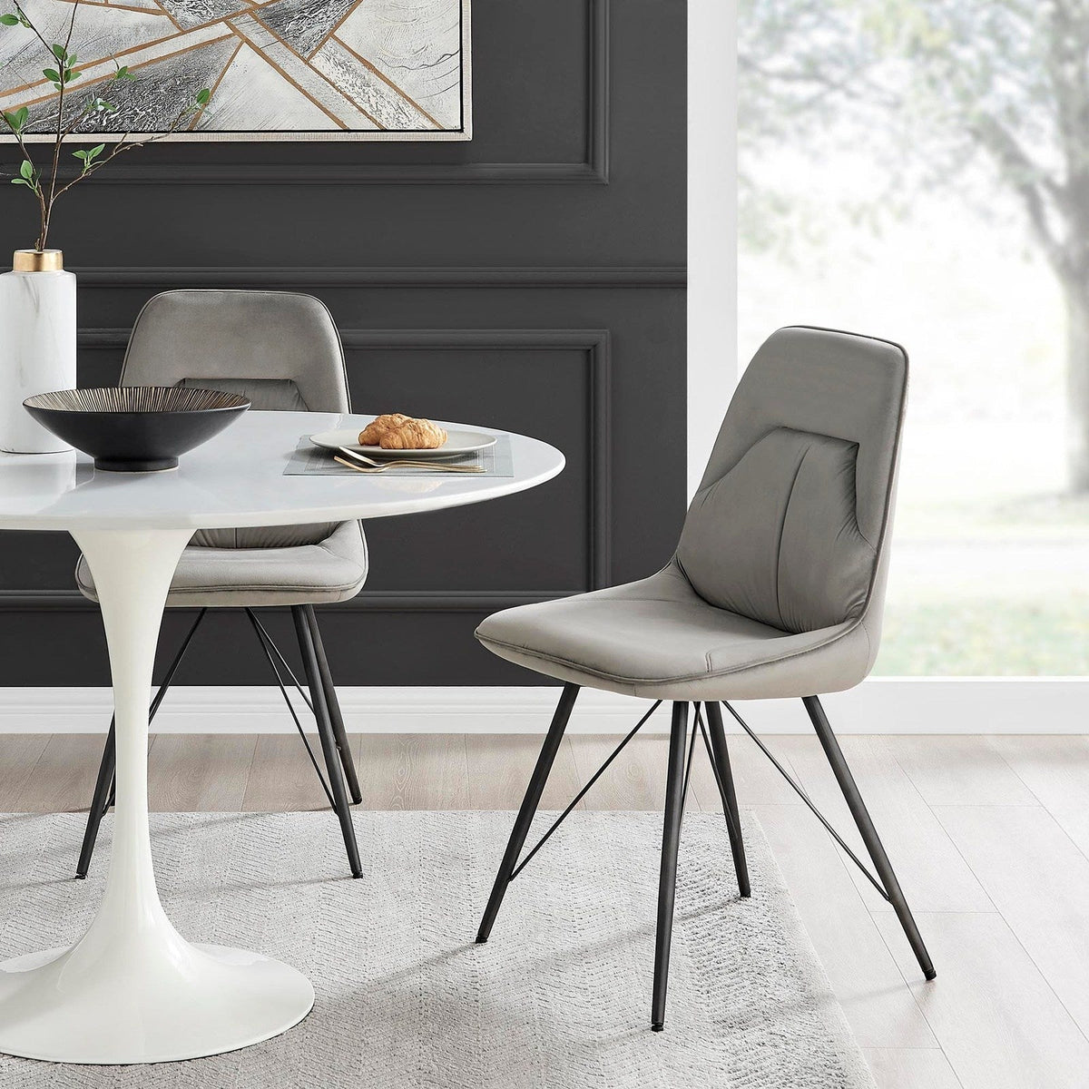 New Pacific Direct Pablo Velvet Fabric Dining Side Chair, (Set of 2) 1060021-363
