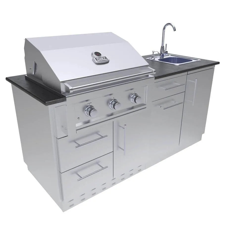 Sunstone Caprice 6 foot Grill & Bar Sink Outdoor Island Package SCPCAPRICE