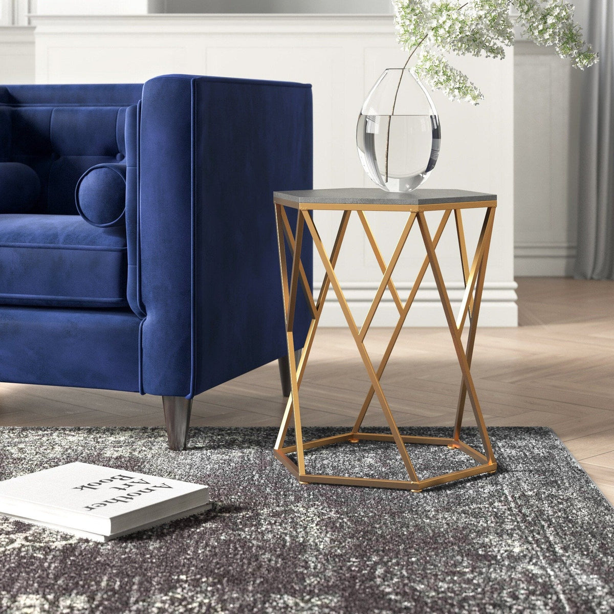 New Pacific Direct Cressa Faux Shagreen End Table 1600045