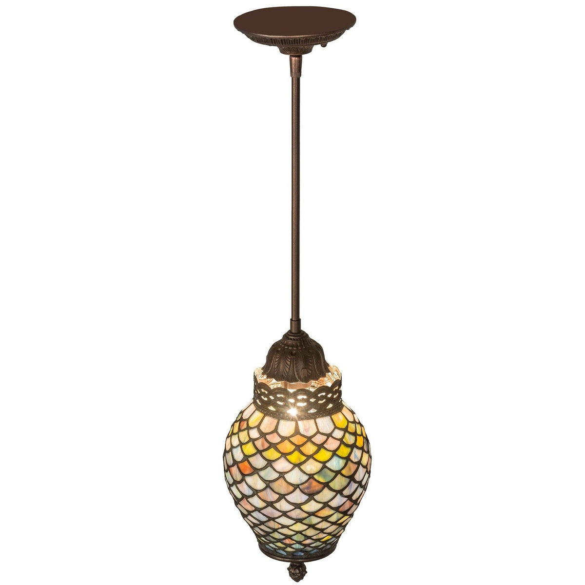Meyda 7"W Tiffany Fishscale Mini Pendant