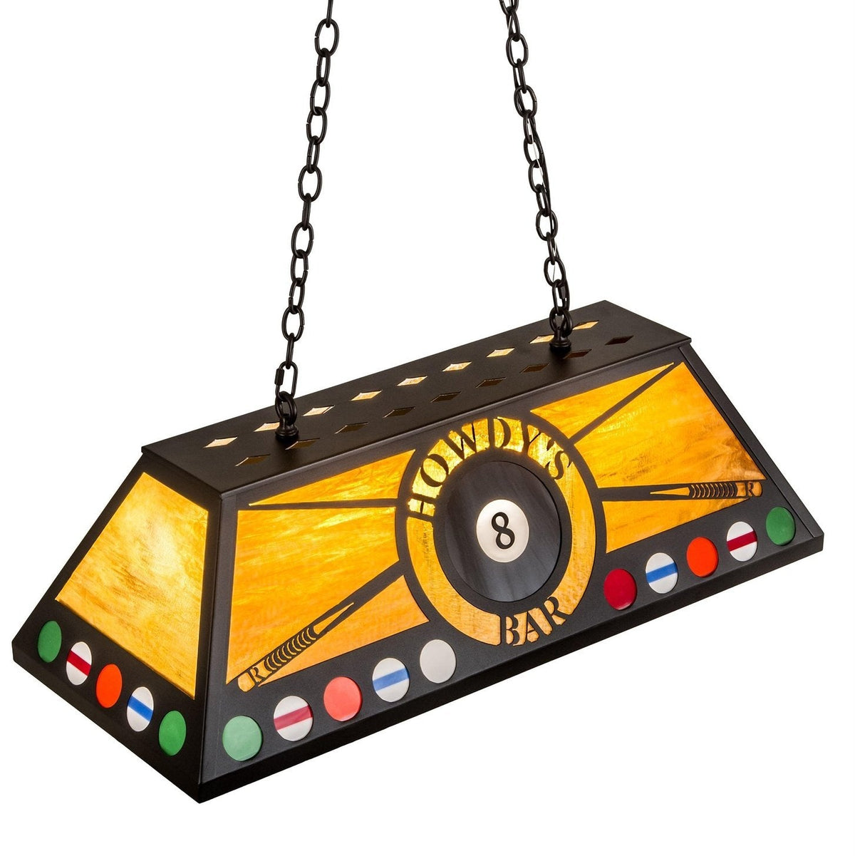 Meyda 39" Long 8 Ball Personalized Howdy's Bar Oblong Pendant