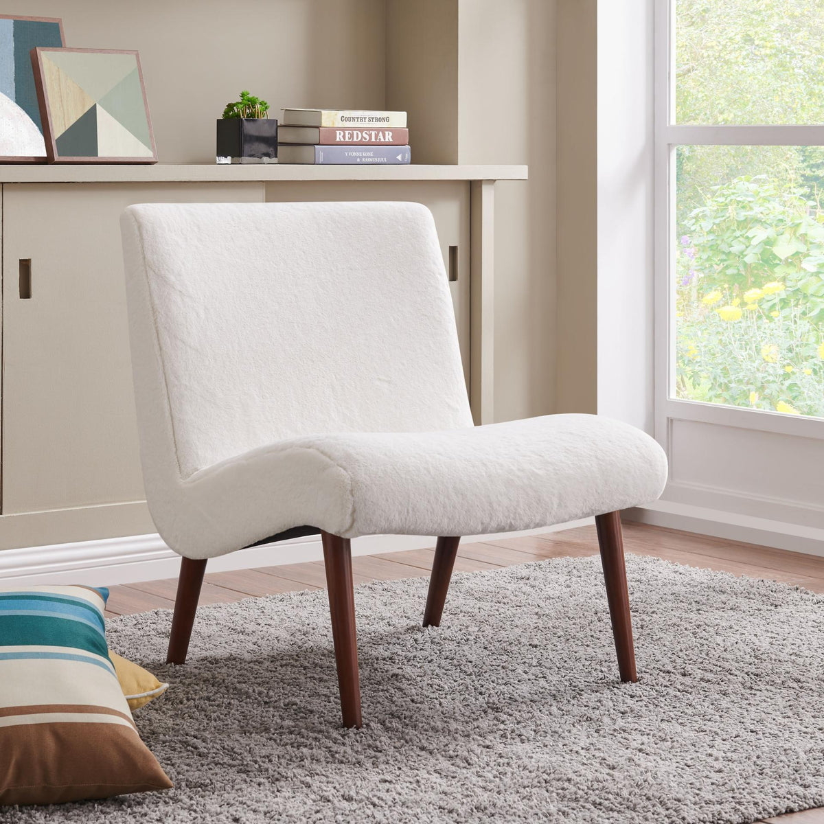 New Pacific Direct Alexis Faux Fur Fabric Chair 1900134-408