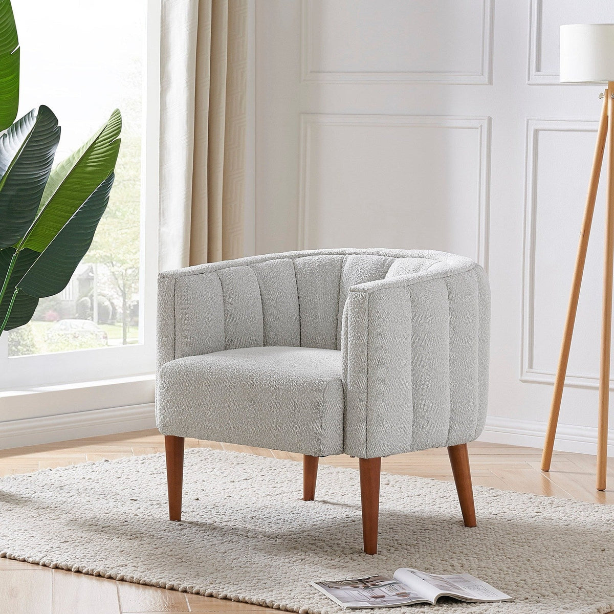 New Pacific Direct Cruz KD Fabric Accent Arm Chair Wooden Legs 1900176-563