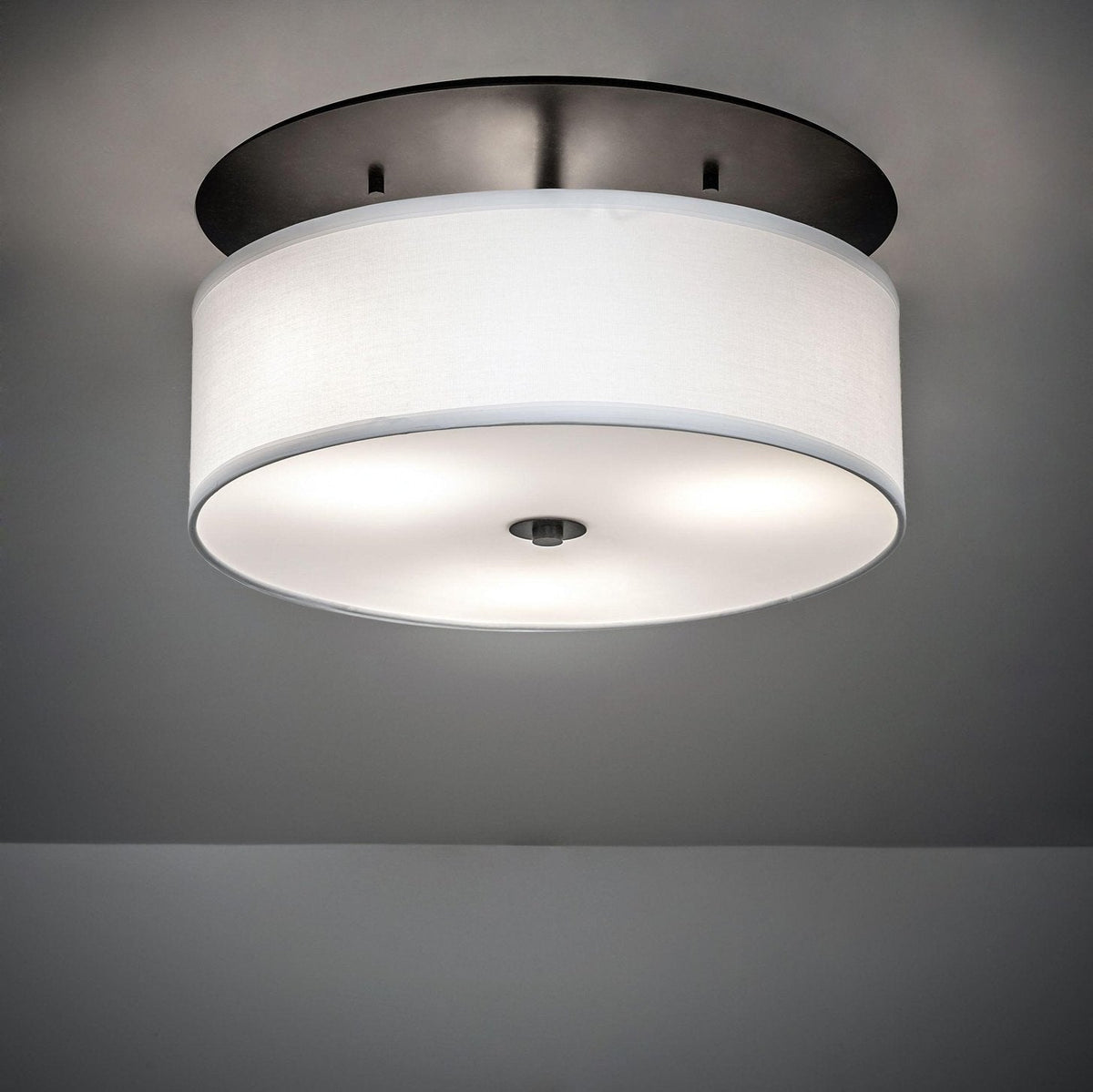Meyda 18" Wide Cilindro Linen Semi-Flushmount