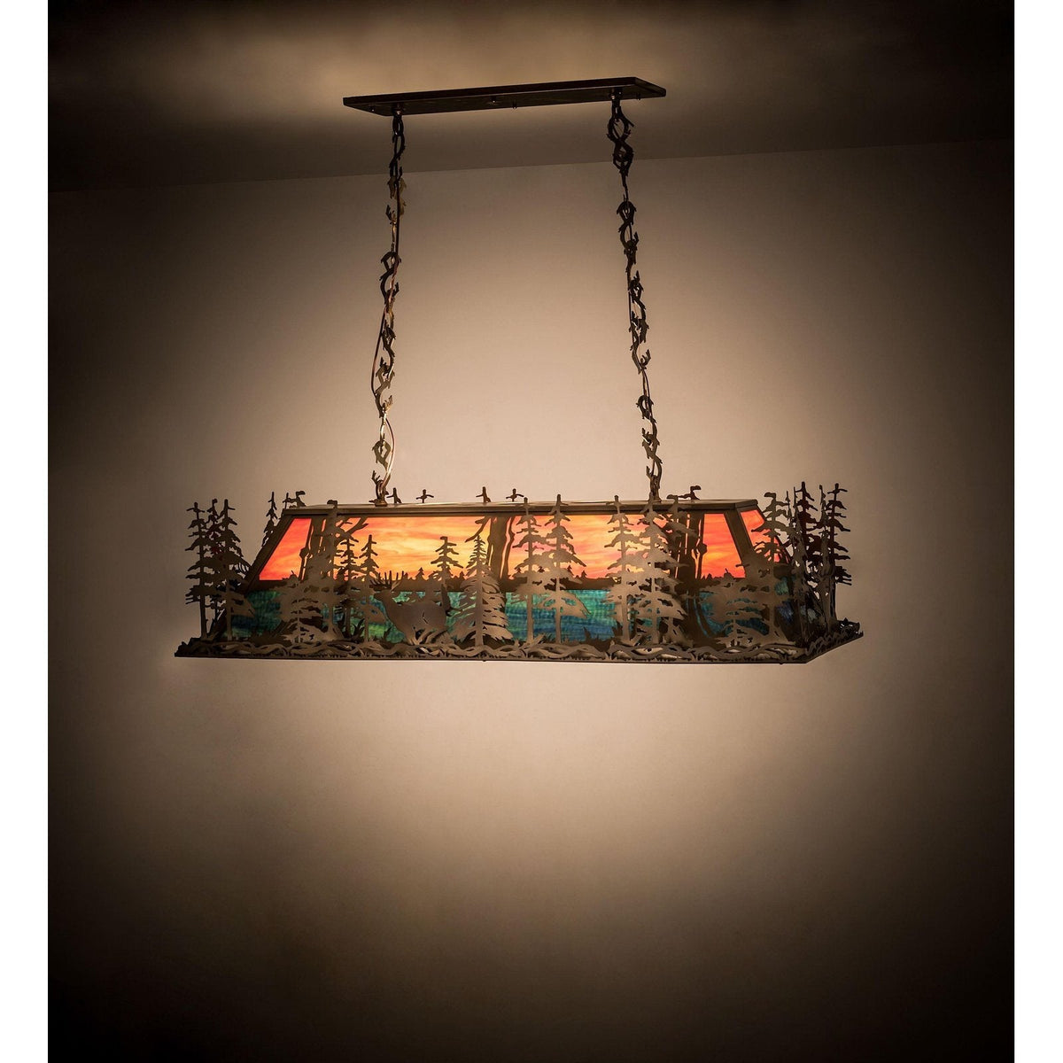 Meyda 50"L Deer at Dusk Oblong Pendant