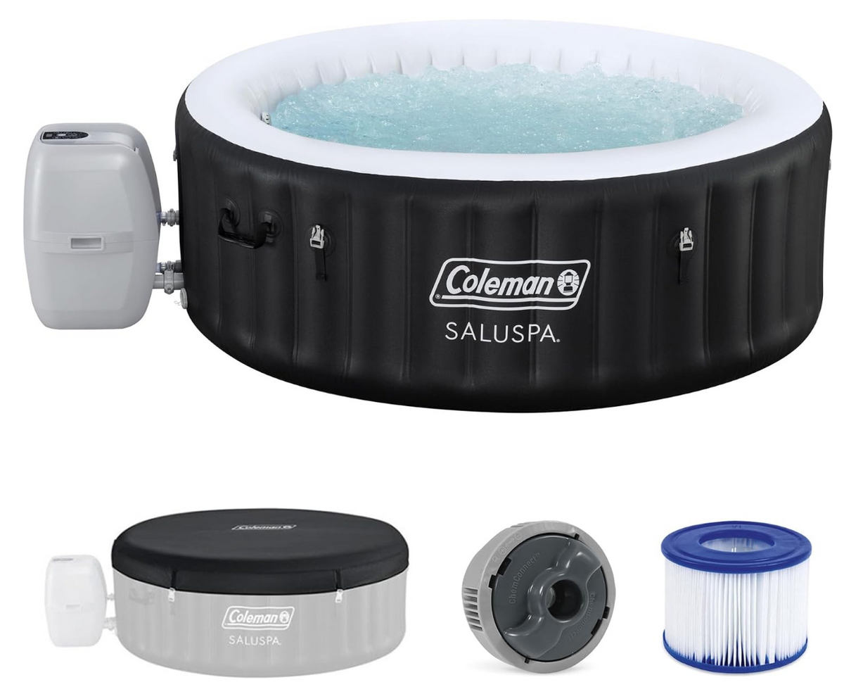Coleman SaluSpa Miami Energy-Efficient AirJet Inflatable Hot Tub, 2–4 Person, Black