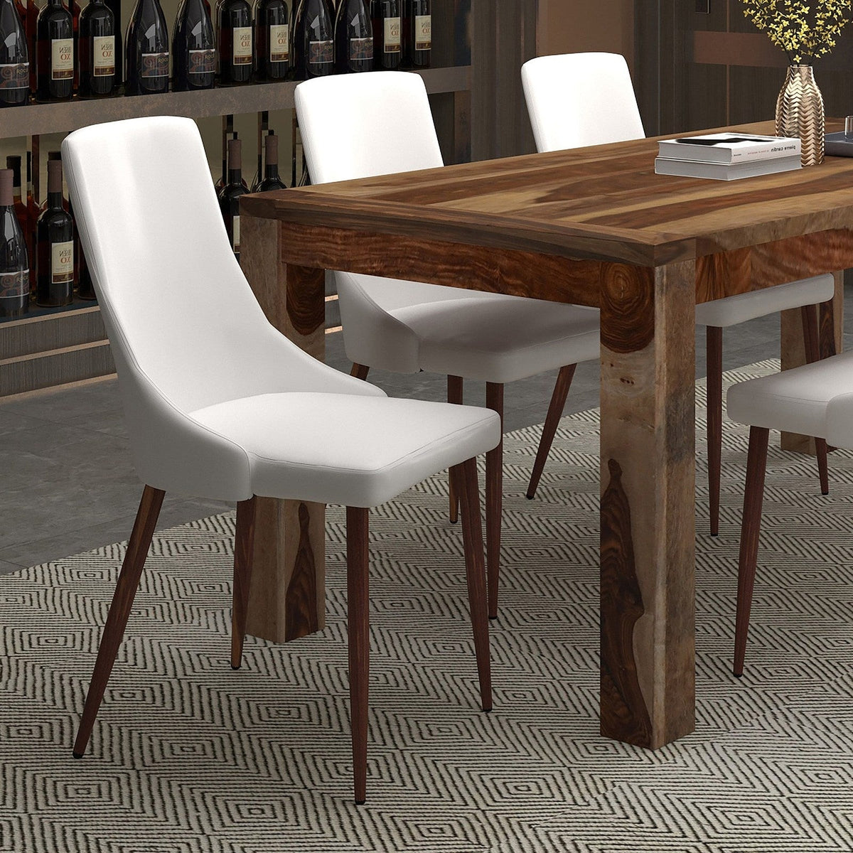 Worldwide Home Furnishings Cora-Side Chair Pu-White Side Chair, Faux Leather, Set Of 2 202-182PUWT