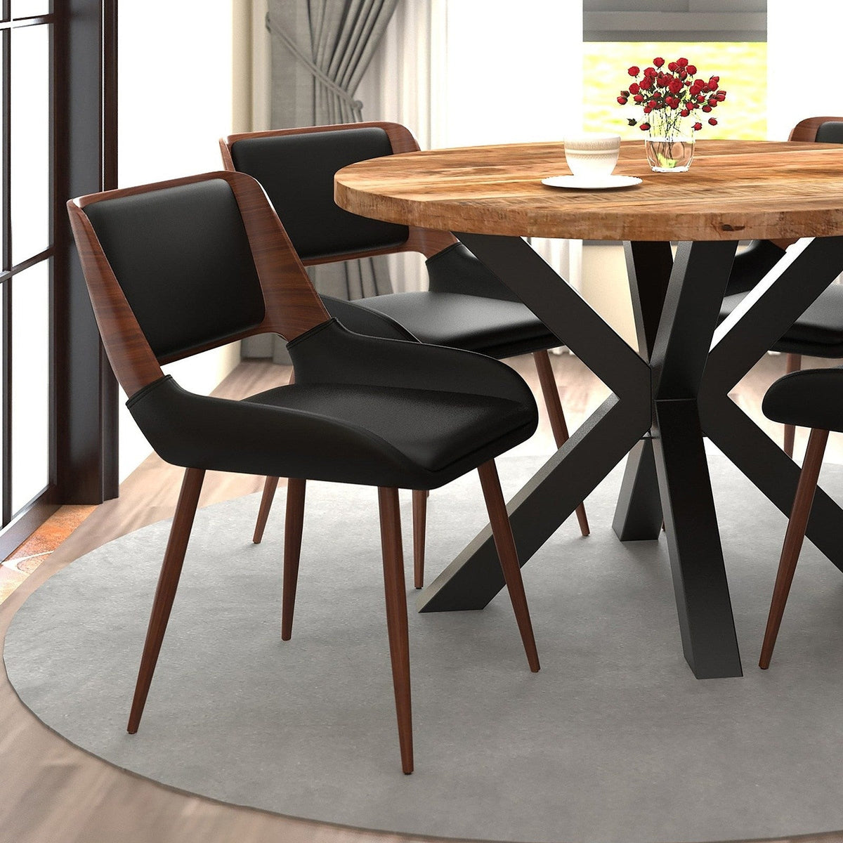 Worldwide Home Furnishings Hudson-Side Chair Pu-Black Side Chair, Faux Leather 202-582PUBK