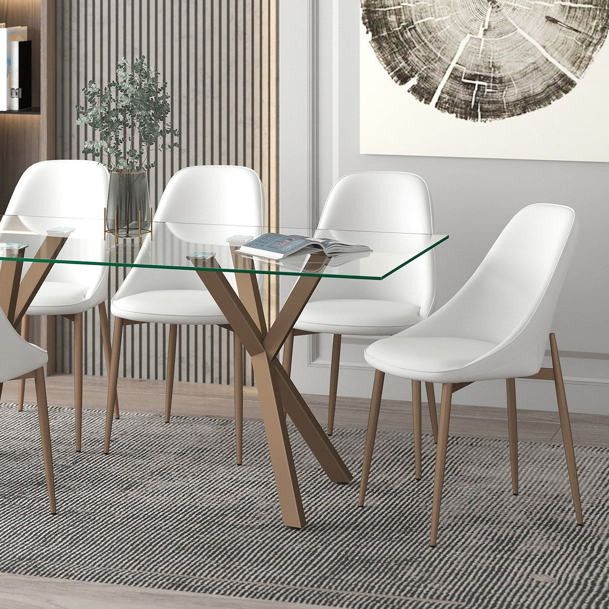 Worldwide Home Furnishings Cleo-Side Chair-White Side Chair, Set Of 2 202-636WT