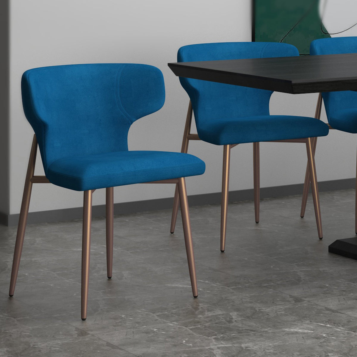 Worldwide Home Furnishings Akira-Side Chair-Blue Side Chair, Set Of 2 202-673BLU
