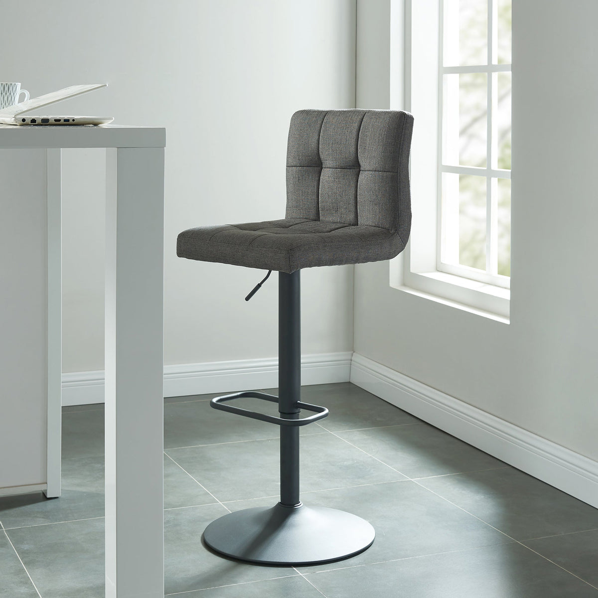 Worldwide Home Furnishings Sorb-Air Lift Stool-Grey Adjustable Air-Lift Stool, Set Of 2 203-327GRY