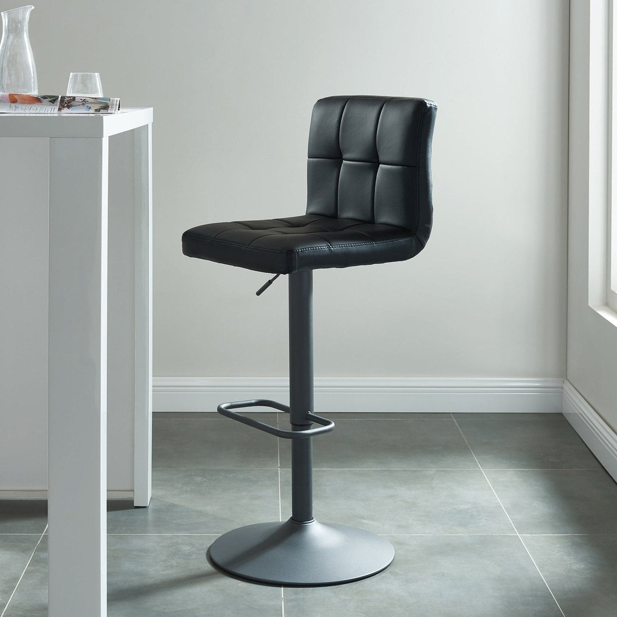 Worldwide Home Furnishings Fusion-Air Lift Stool-Black Adjustable Air-Lift Stool, Set Of 2 203-336BLK