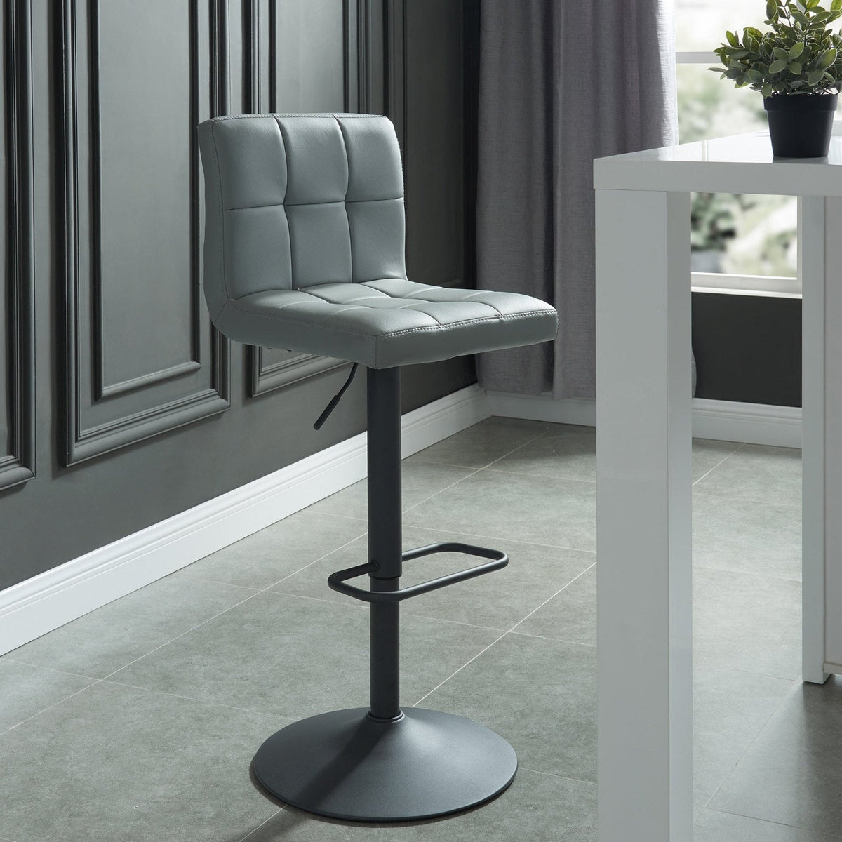 Worldwide Home Furnishings Fusion-Air Lift Stool-Grey Adjustable Air-Lift Stool, Set Of 2 203-336GRY