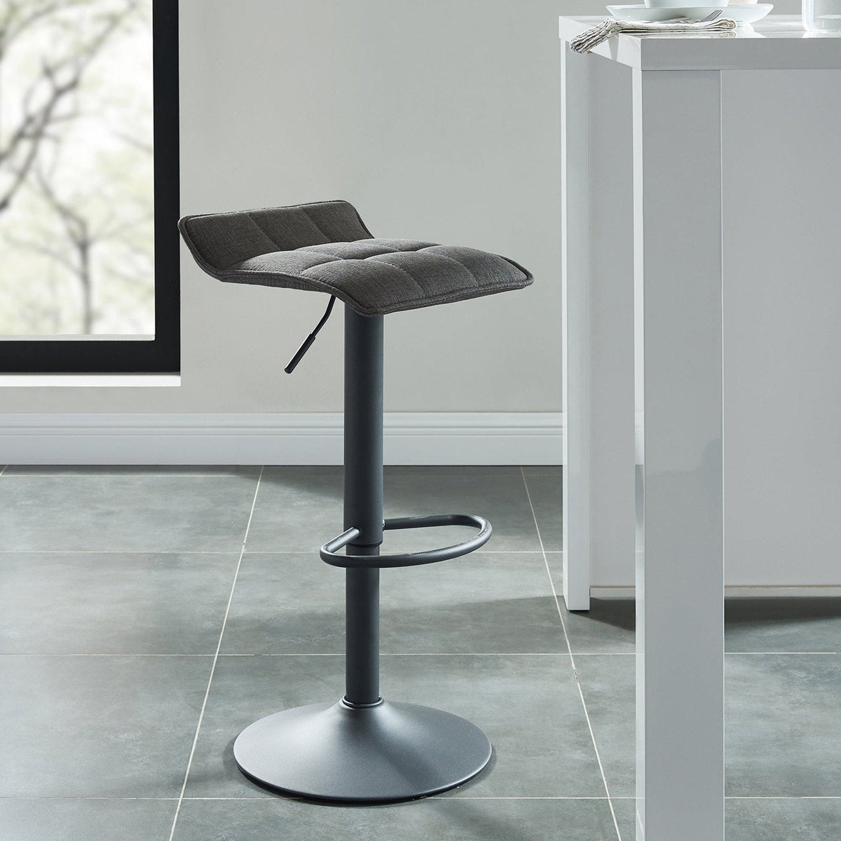 Worldwide Home Furnishings Pluto-Air Lift Stool-Grey Adjustable Air-Lift Stool, Set Of 2 203-343GRY