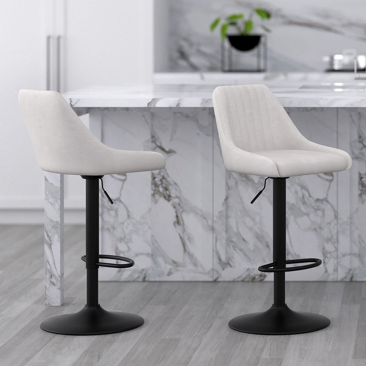 Worldwide Home Furnishings Kron-Air Lift Stool-Beige Fabric Air-Lift Stool, Fabric, Set Of 2 203-574BG