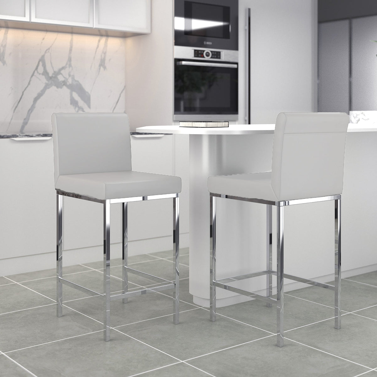 Worldwide Home Furnishings Porto-26" Counter Stool-Grey 26" Counter Stool, Set Of 2 203-576GY