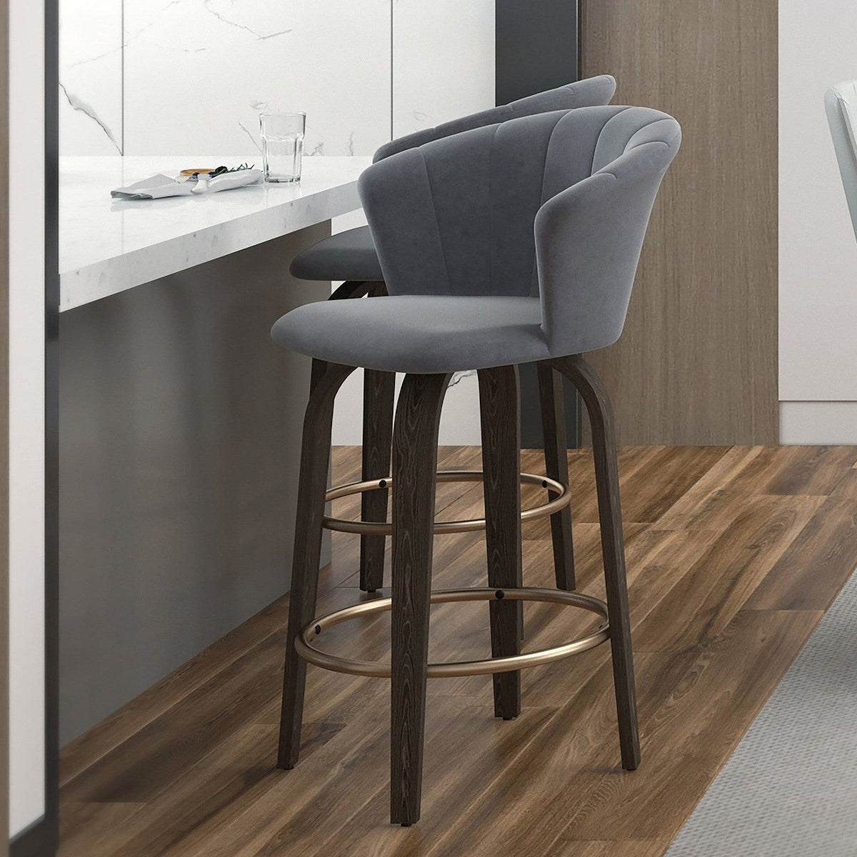 Worldwide Home Furnishings Tula-26'' Counter Stool-Grey 26" Counter Stool W/Swivel 203-583GY