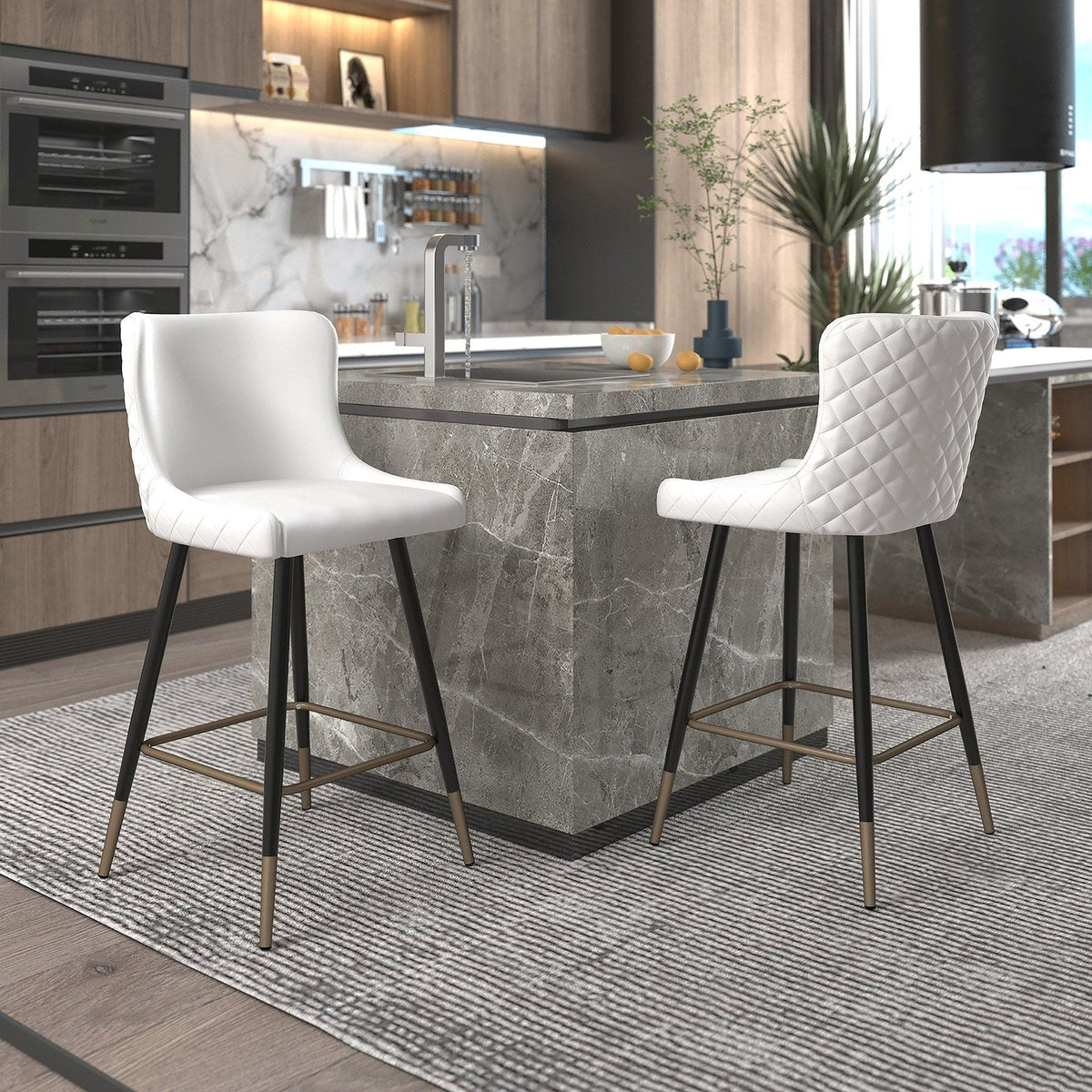 Worldwide Home Furnishings Xander-26'' Counter Stool-White 26" Counter Stool, Set Of 2 203-620WT