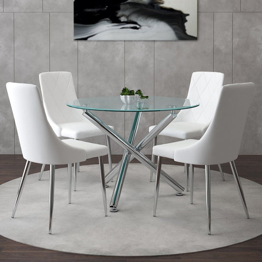 Worldwide Home Furnishings Solara Ii_Devo Wt-5pc Dining Set 5pc Dining Set 207-160_087WT