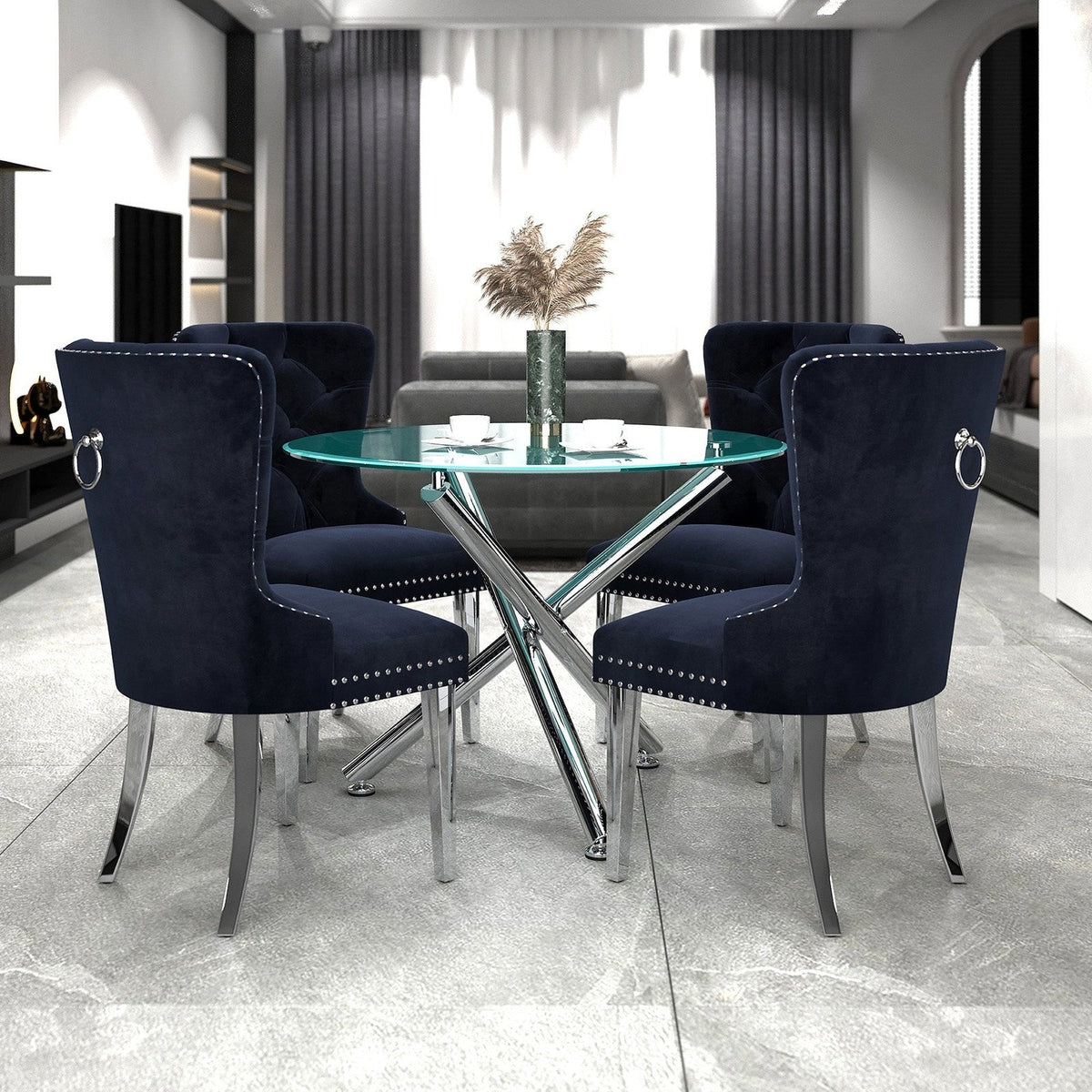 Worldwide Home Furnishings Solara Ii_Hollis Blk-5pc Dining Set 5pc Dining Set 207-160_614BLK