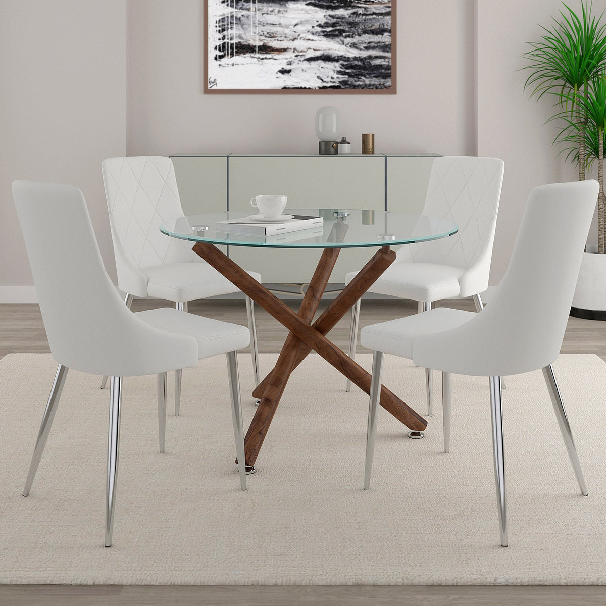 Worldwide Home Furnishings Rocca_Devo Wt-5pc Dining Set 5pc Dining Set 207-264/087WT