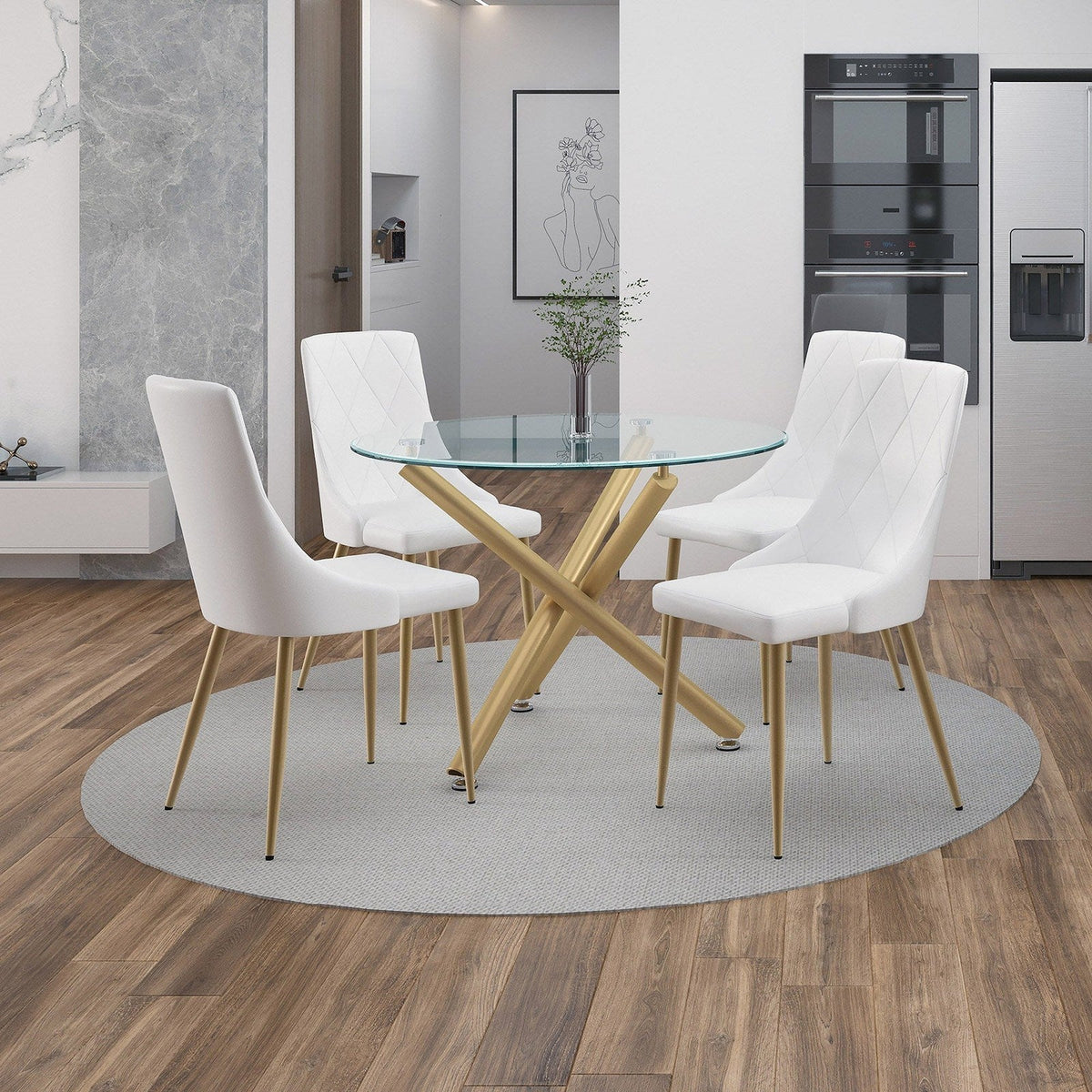 Worldwide Home Furnishings Carmilla_Antoine Wt-5pc Dining Set 5pc Dining Set 207-353_573WT