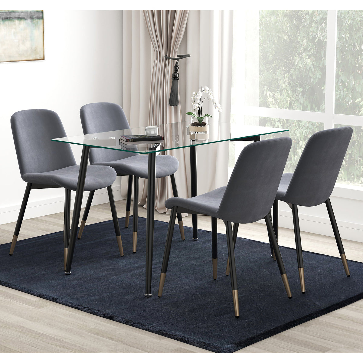 Worldwide Home Furnishings Abbot Bk_Gabi Gy-5pc Dining Set 5pc Dining Set 207-453BK_293GY