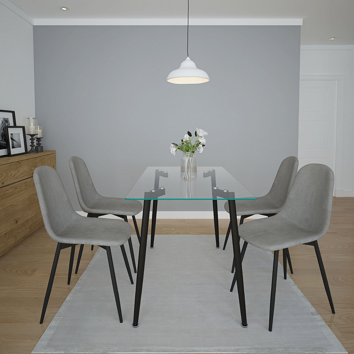 Worldwide Home Furnishings Abbot Bk_Olly Gy-5pc Dining Set 5pc Dining Set 207-453BK/606GY