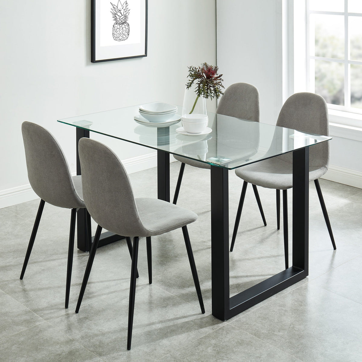 Worldwide Home Furnishings Franco Bk_Olly Gy-5pc Dining Set 5pc Dining Set 207-454BK/606GY