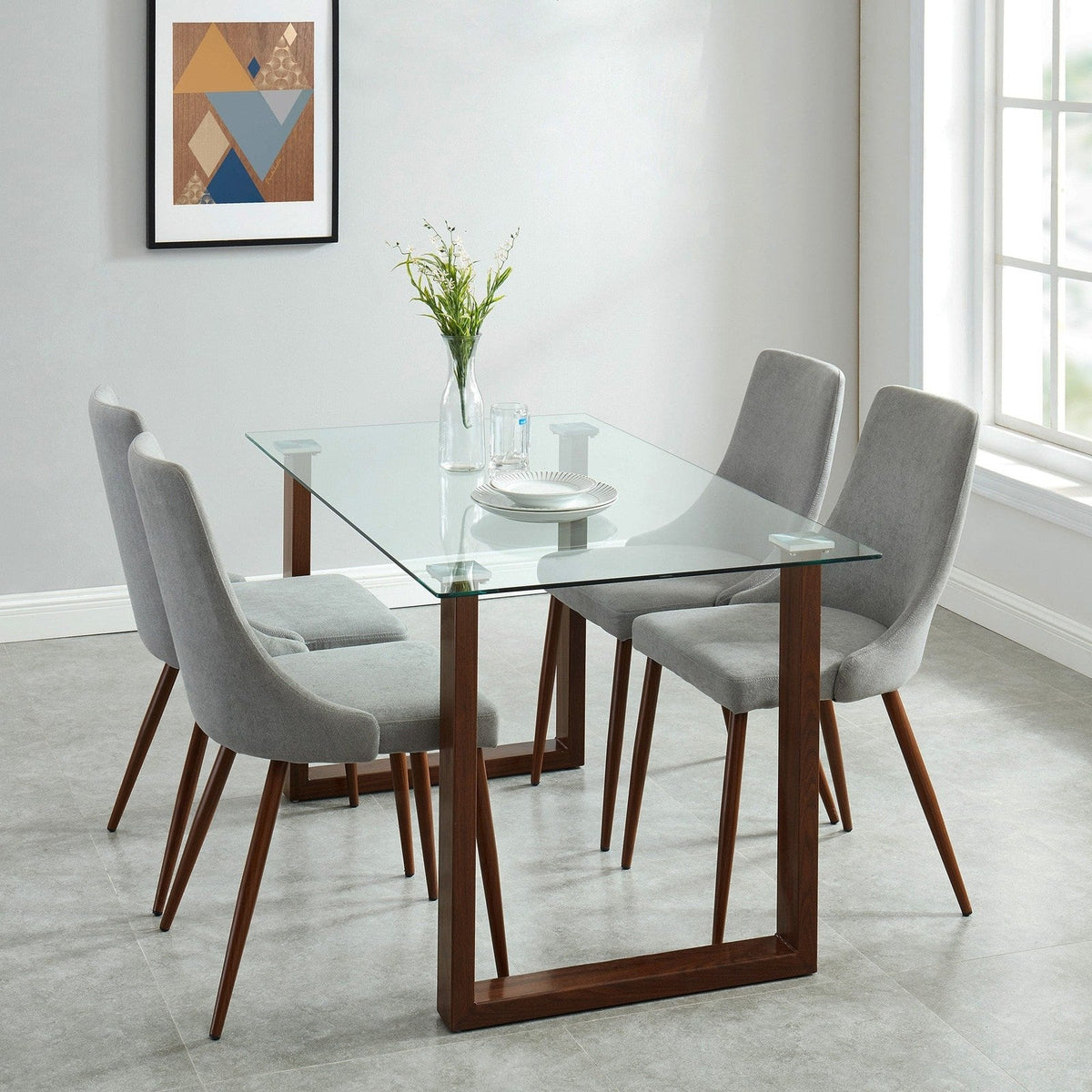 Worldwide Home Furnishings Franco Wal_Cora Gy-5pc Dining Set 5pc Dining Set 207-454WA/182GY