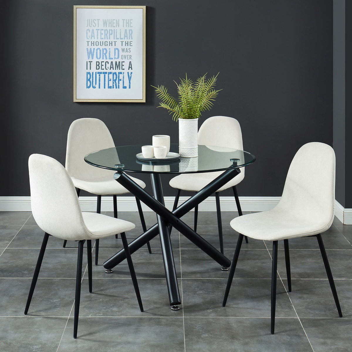 Worldwide Home Furnishings Suzette_Olly Bg-5pc Dining Set 5pc Dining Set 207-476/606BG