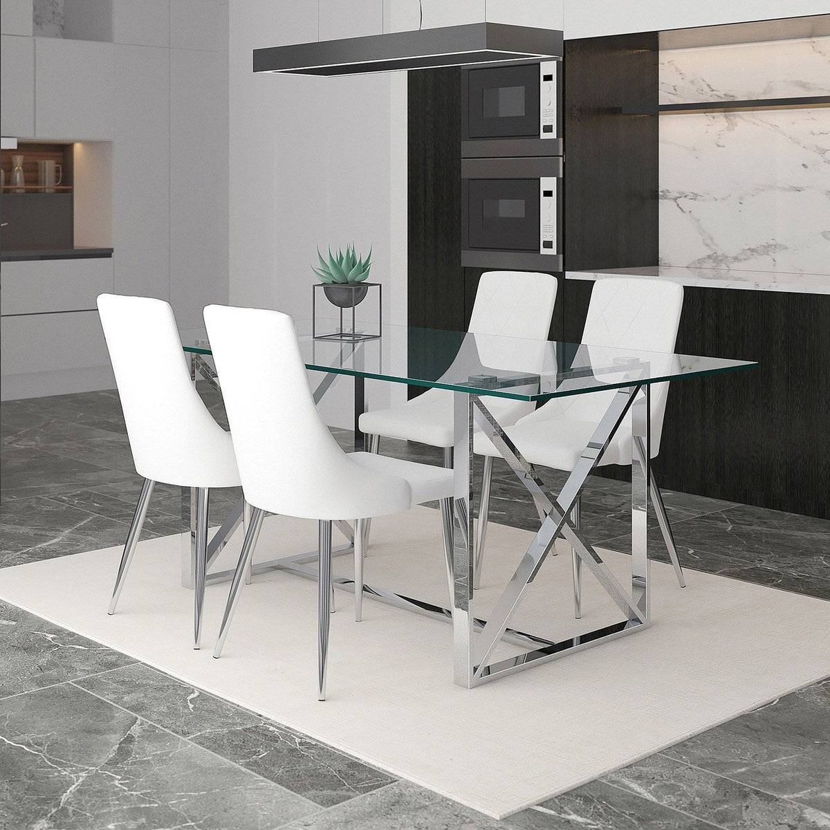 Worldwide Home Furnishings Lorenzo_Devo Wt-5pc Dining Set 5pc Dining Set 207-521/087WT