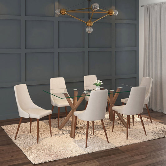 Worldwide Home Furnishings Stark Wal_Cora Bg-7pc Dining Set 7pc Dining Set 207-535WL/182BG