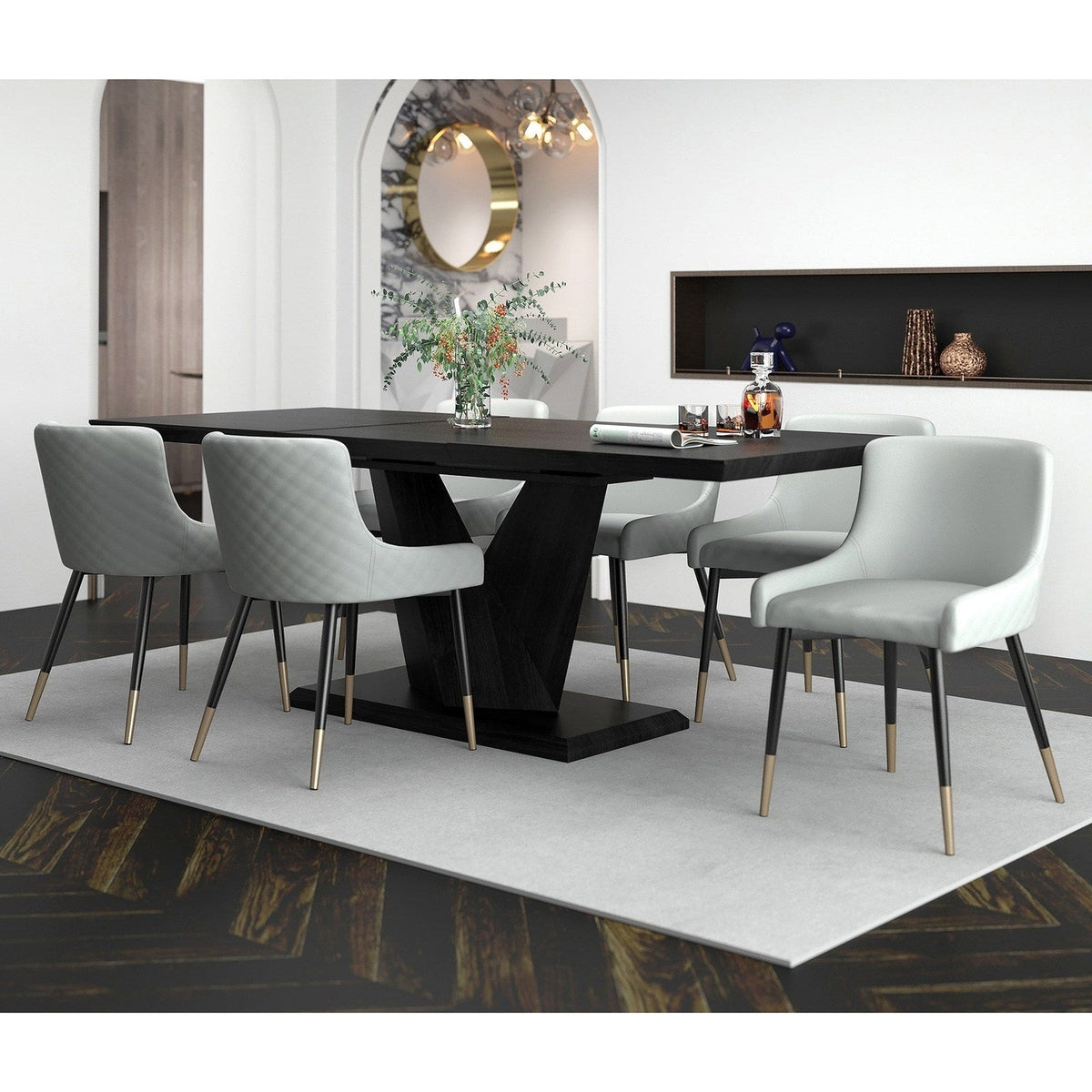 Worldwide Home Furnishings Eclipse Blk_Xander Lg-7pc Dining Set 7pc Dining Set 207-860BLK_620LG