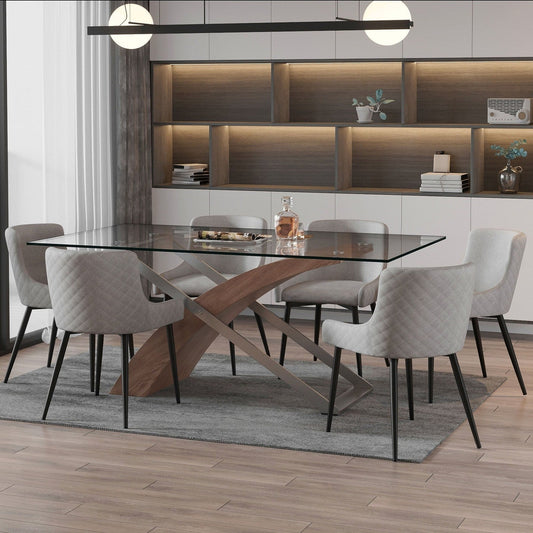 Worldwide Home Furnishings Veneta_Bianca Gy_Bk-7pc Dining Set 7pc Dining Set 207-931WL/086GY