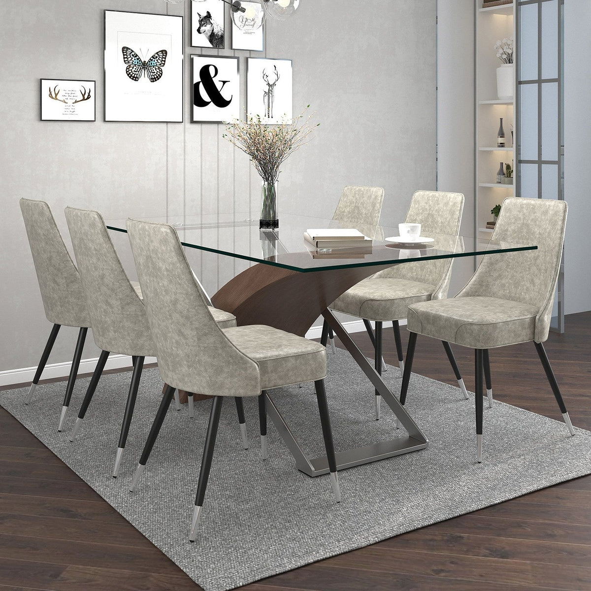 Worldwide Home Furnishings Veneta_Silvano Lt-7pc Dining Set 7pc Dining Set 207-931WL_429LT