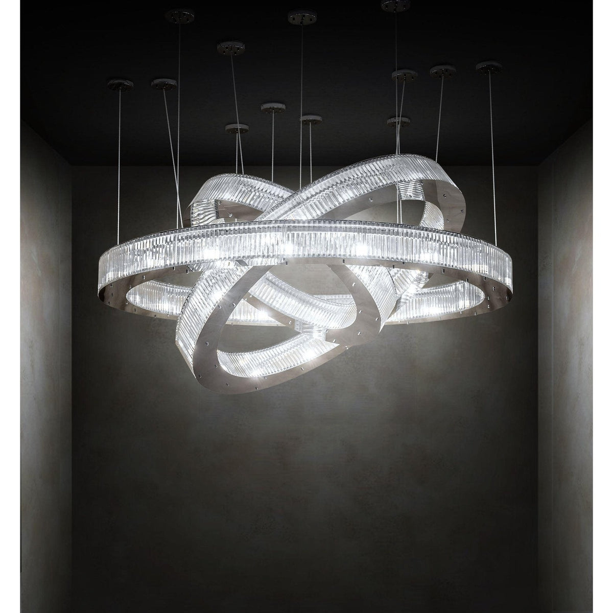 Meyda 90" Wide Beckam 3 Ring Chandelier