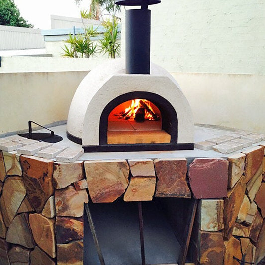 WPPO 37" x 38" x 23" DIY Tuscany Wood-Fired Outdoor Pizza Oven Kit with Stainless Steel Flue and Black Door WDIY-AD70