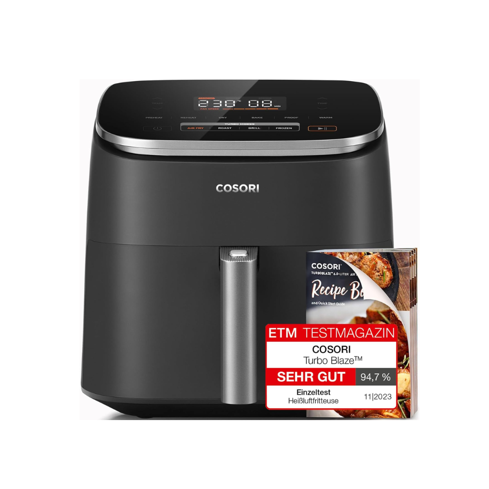 COSORI TurboBlaze 6L Air Fryer - 9-in-1, 5 Fan Speeds, 30-230°C, Black