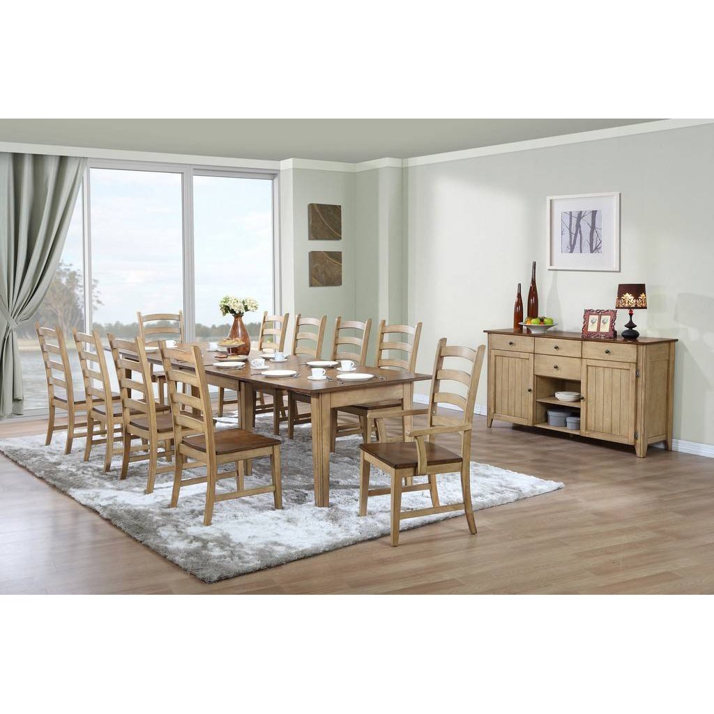 Sunset Trading Brook 12 Piece 134" Rectangular Extendable Dining Set | Sideboard | Seats 12 DLU-BR134-PW12PC