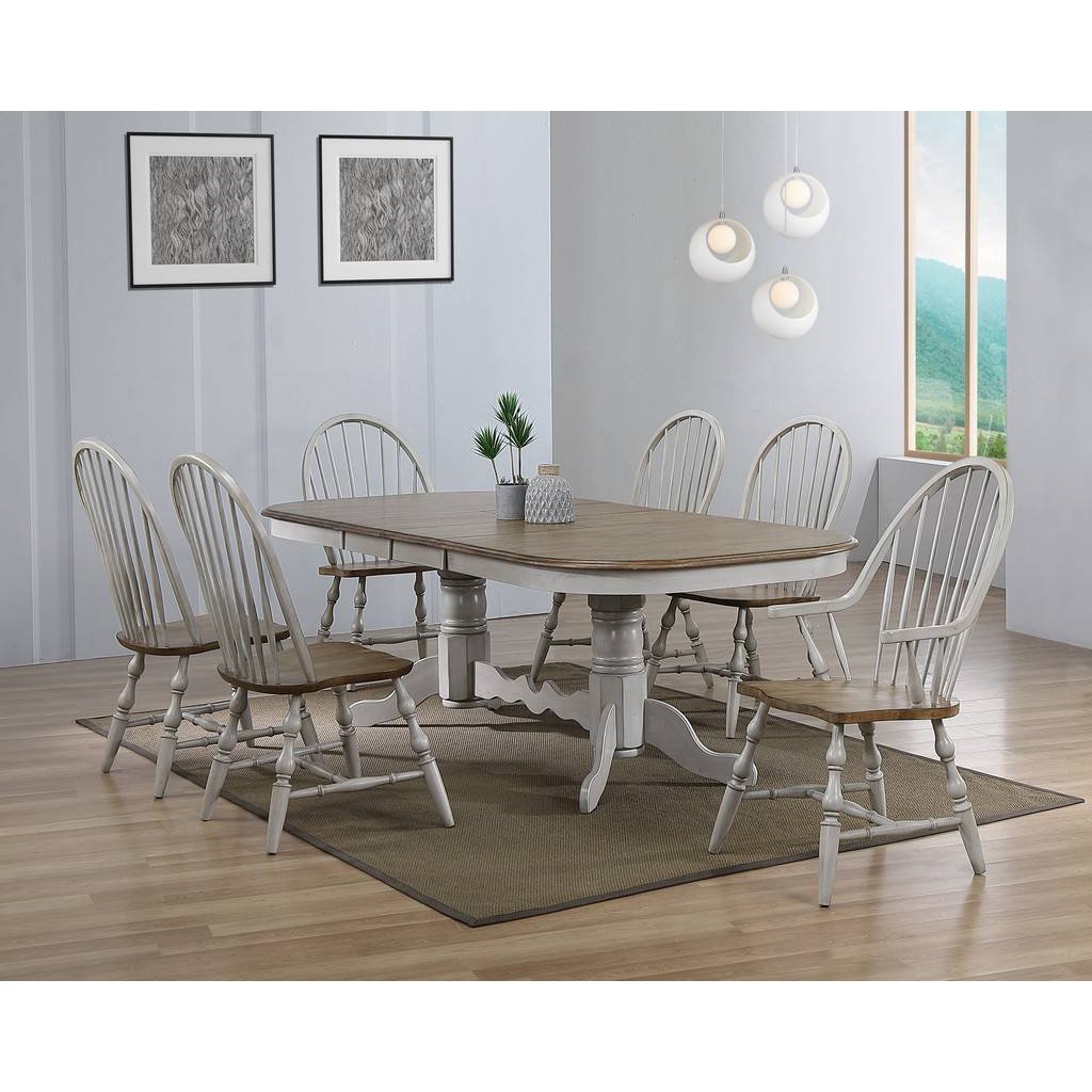 Sunset Trading Country Grove 96" Oval Double Pedestal Extendable Dining Table | Distressed Gray and Brown Wood | Seats 10 DLU-CG4296-GO