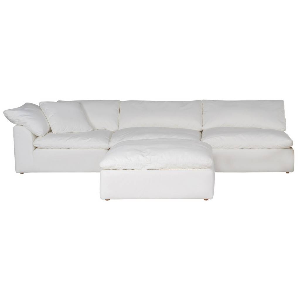 Sunset Trading Cloud Puff 4 Piece 132" Wide Slipcovered Modular Sectional Sofa with Ottoman