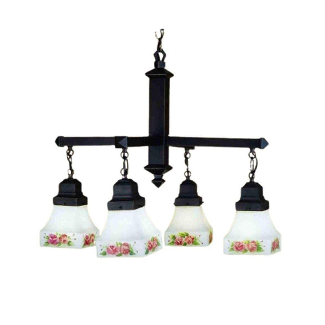 Meyda 24"W X 17"H 4 LT HANGING MISSION 7" GLASS BUNGALOW SHADE