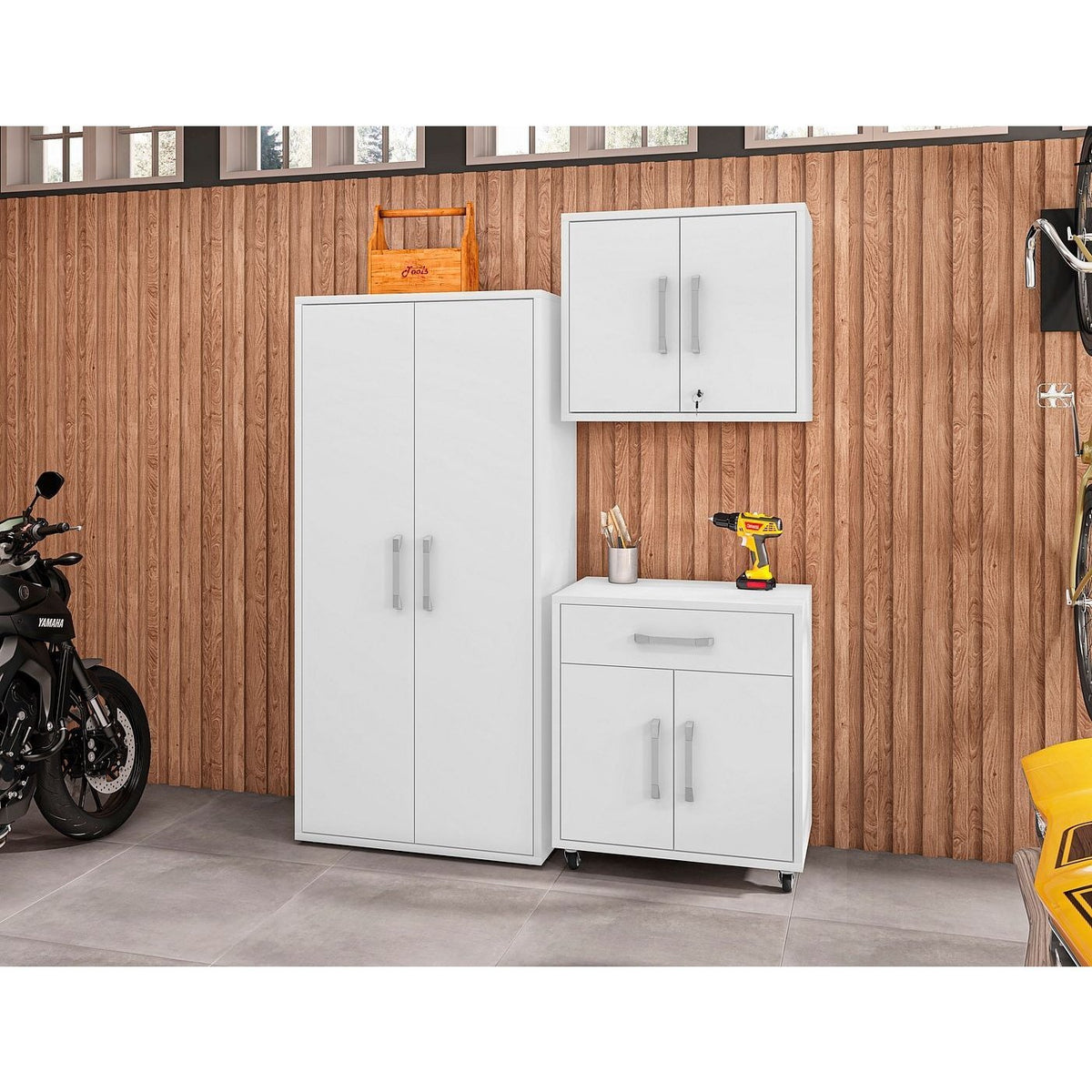 Manhattan Comfort Eiffel 3-Piece Storage Garage Set