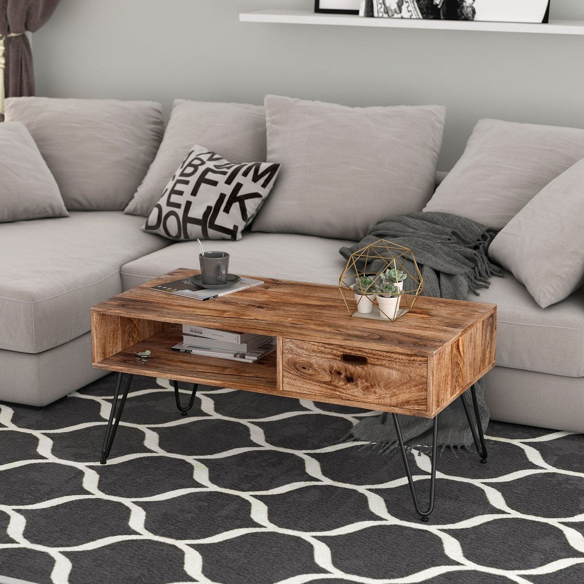 Worldwide Home Furnishings Jaydo-Coffee Table-Natural Burnt Rectangular Coffee Table 301-137NT